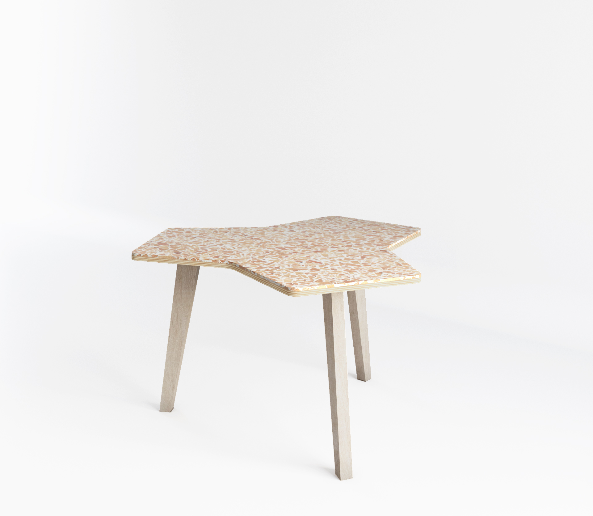 Table Api Trio en terrazzo de bois