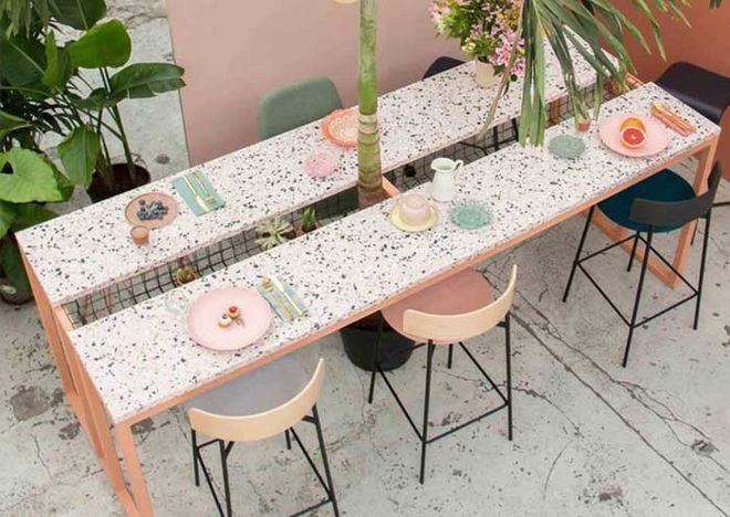 Table Flamingo en terrazzo