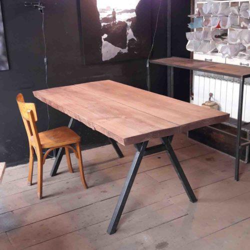 Table Georges En Sapin Live Edge Pieds Metal Mobilier Creation