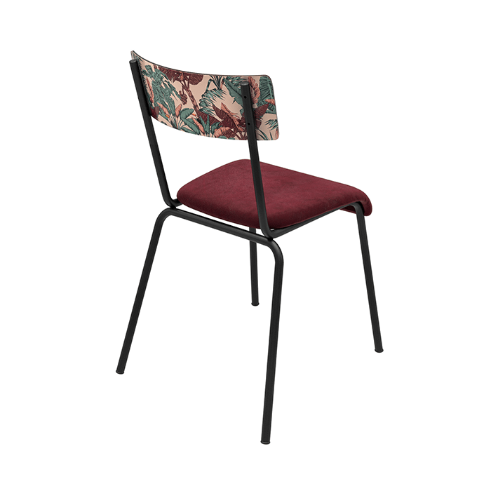 Chaise Suzie Assise Velours Bordeaux Dossier Formica Couleur 2 3