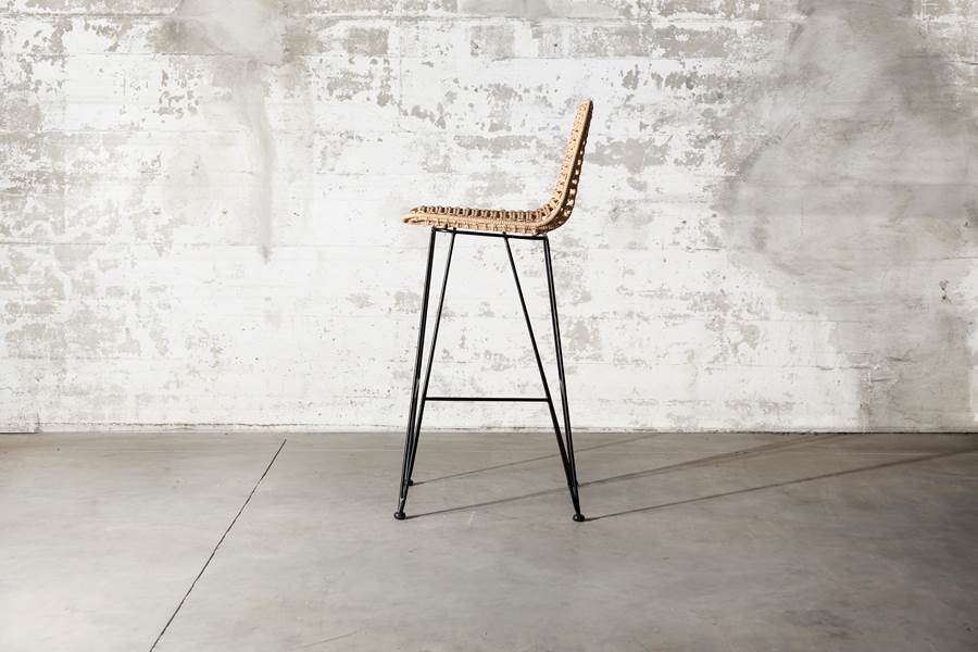 Tabouret De Bar Ibiza Natural Métal Rotin - Assise 65 1