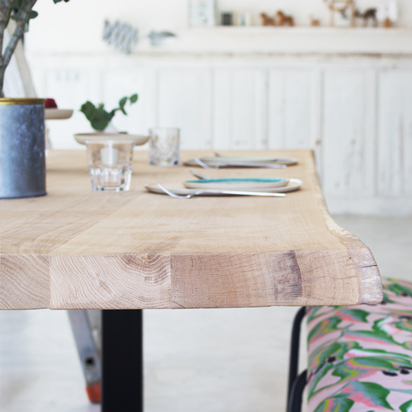 Table Paloma chêne live edge pieds arles 2