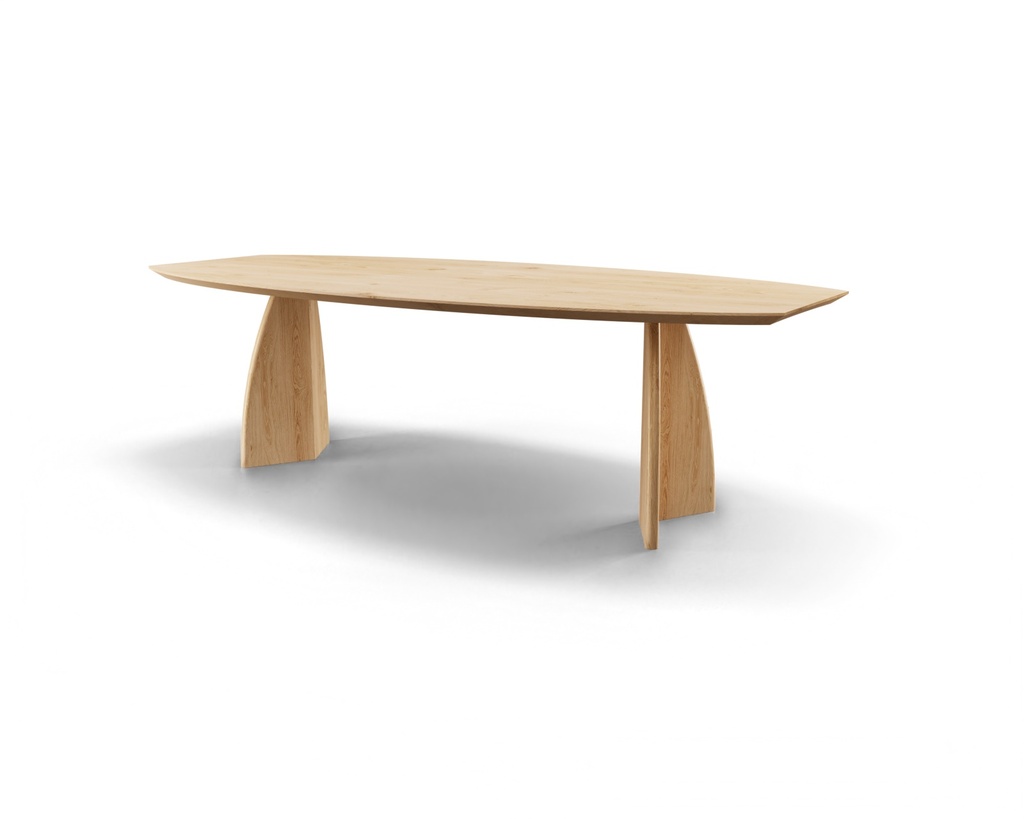 Table Forme demi ovale en chêne massif pieds bois Bel Air 1