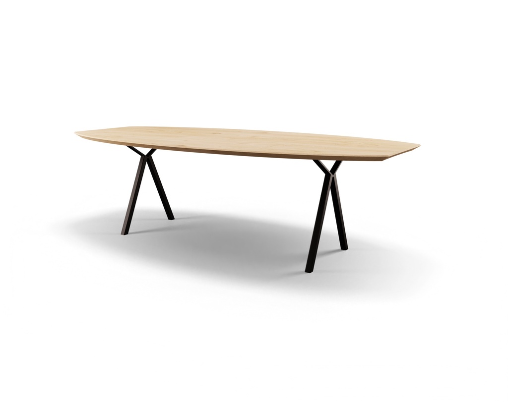 Table Forme demi ovale en chêne massif pieds Lazare 1