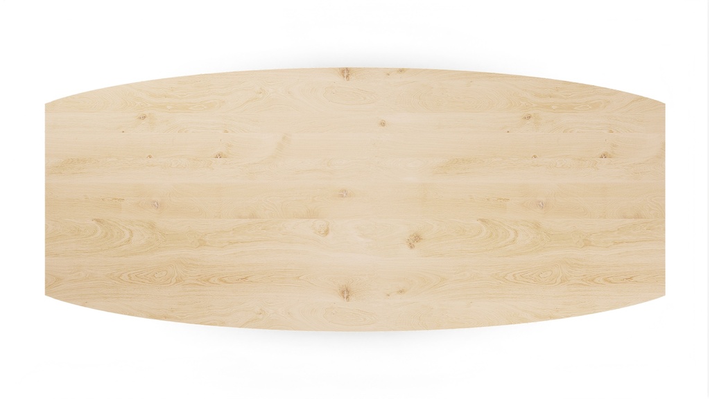 Table Forme demi ovale en chêne massif pieds X plat bois 2