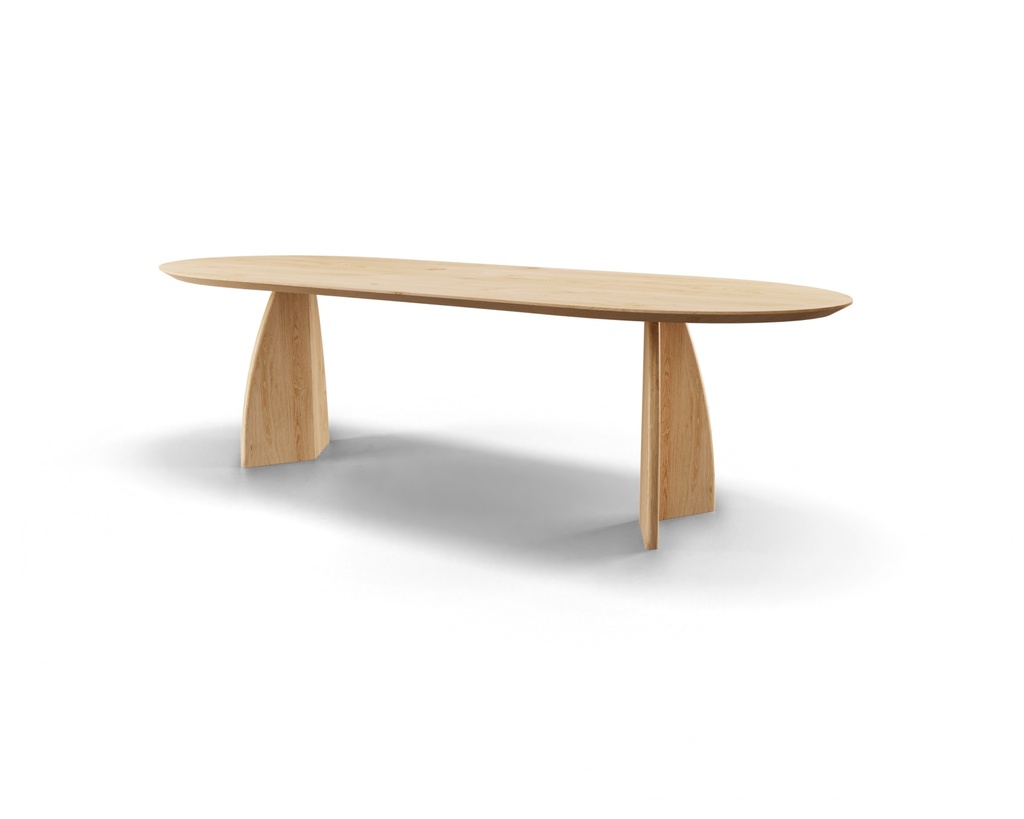 Table Forme langue de chat en chêne massif pieds bois Bel Air 1