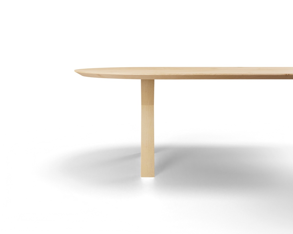 Table Forme langue de chat en chêne massif pieds X plat bois 3