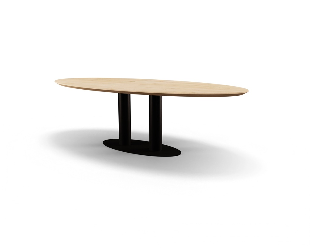 Table Forme ovale classique en chêne massif pied Ovide 1