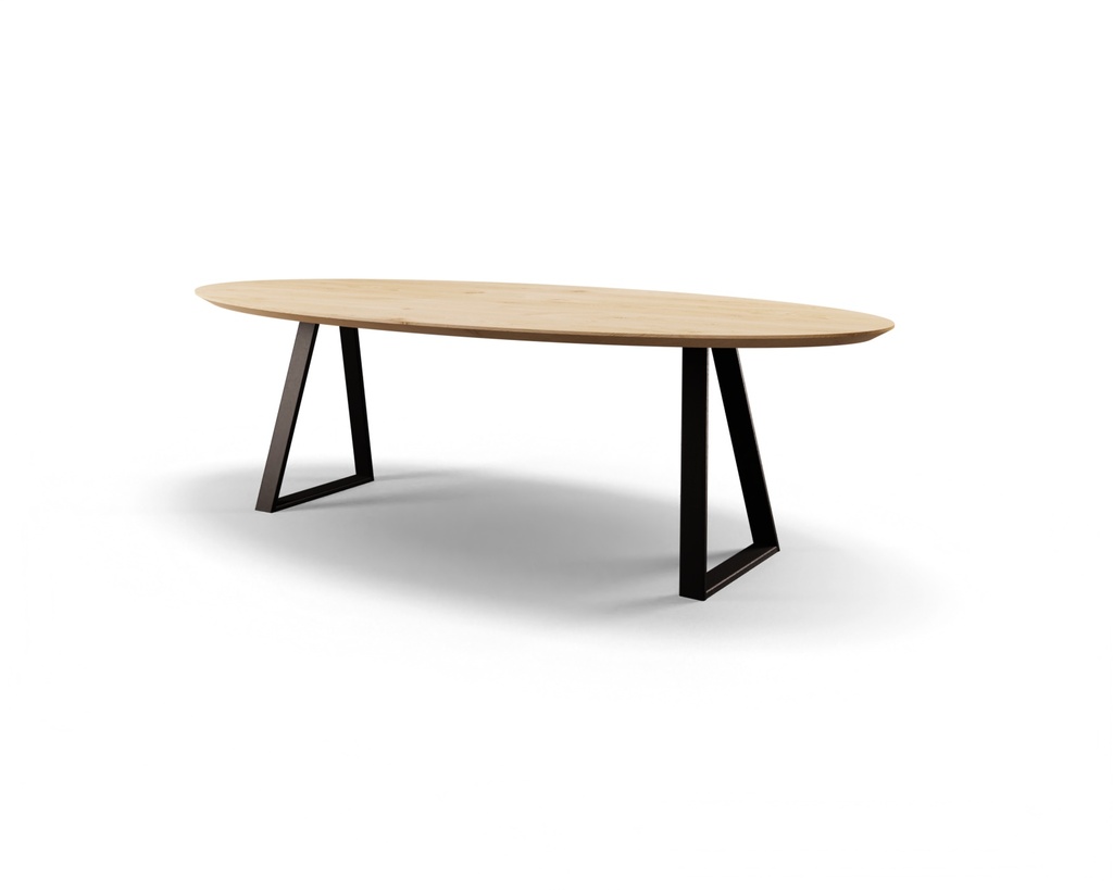 Table Forme ovale classique en chêne massif pieds Caro 1