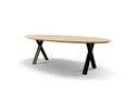 Table Forme ovale classique en chêne massif pieds X plat 1