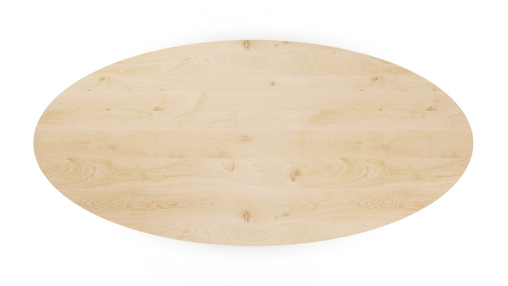 Table Forme ovale classique en chêne massif pieds X plat bois 2
