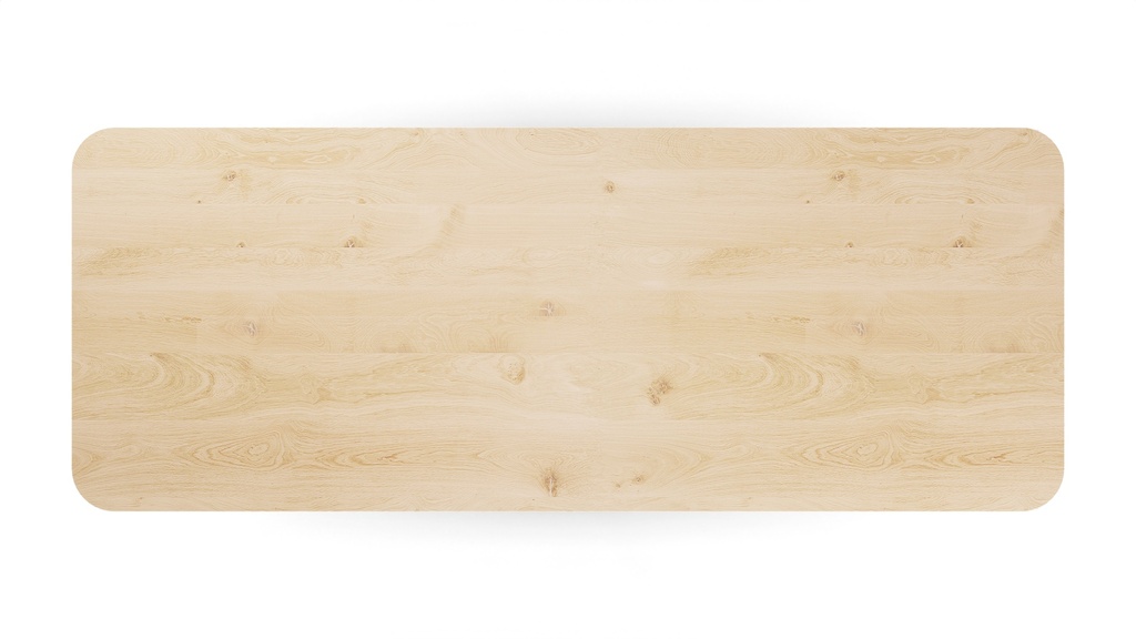 Table Forme rectangle arrondi en chêne massif pieds X plat 2