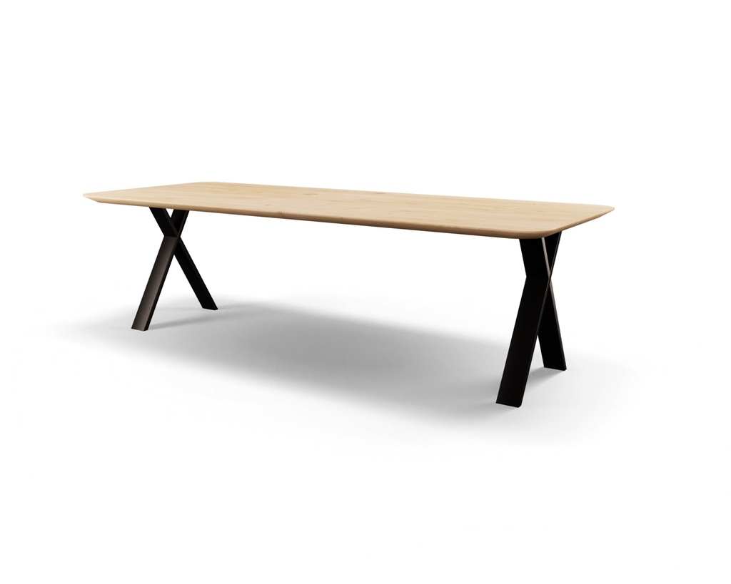 Table Forme rectangle en chêne massif pieds X plat 2