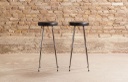 Tabouret Vintage Pieds Acier Chromé 1