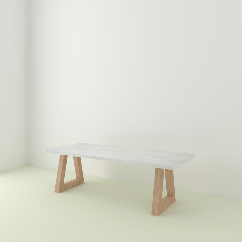 Table Lavezzi béton pieds trapèze bois 1