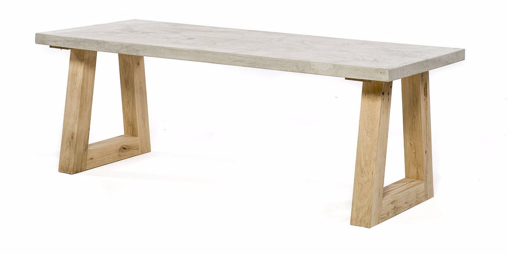 Table Lavezzi béton pieds trapèze bois 2