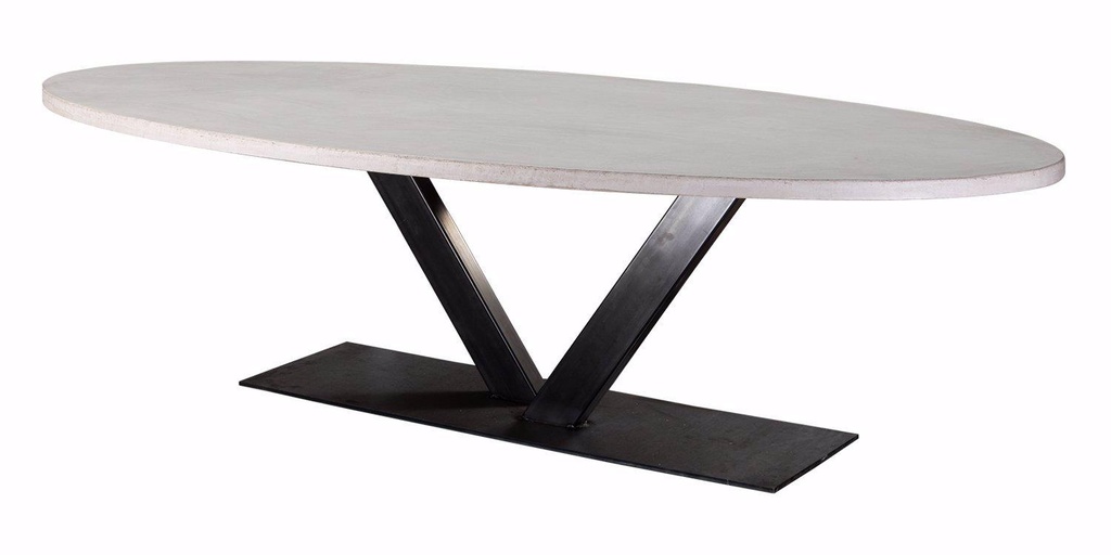 Table Lavezzi béton ovale pieds V carré 1