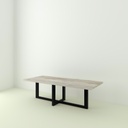 Table Khaleesi bois de grange blanchi pieds W droit 1