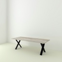 Table Khaleesi bois de grange blanchi pieds X 2