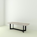 Table Khaleesi bois de grange blanchi pieds Y 1