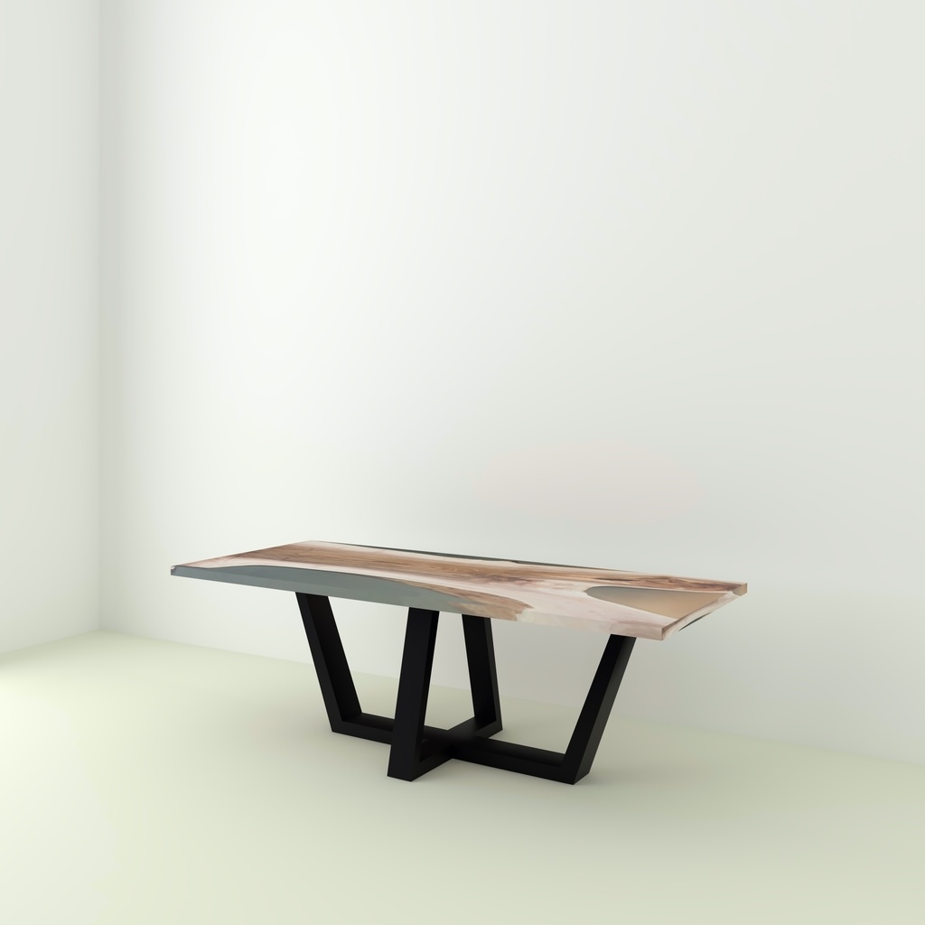 Table Indiana Noyer Et Résine pieds W