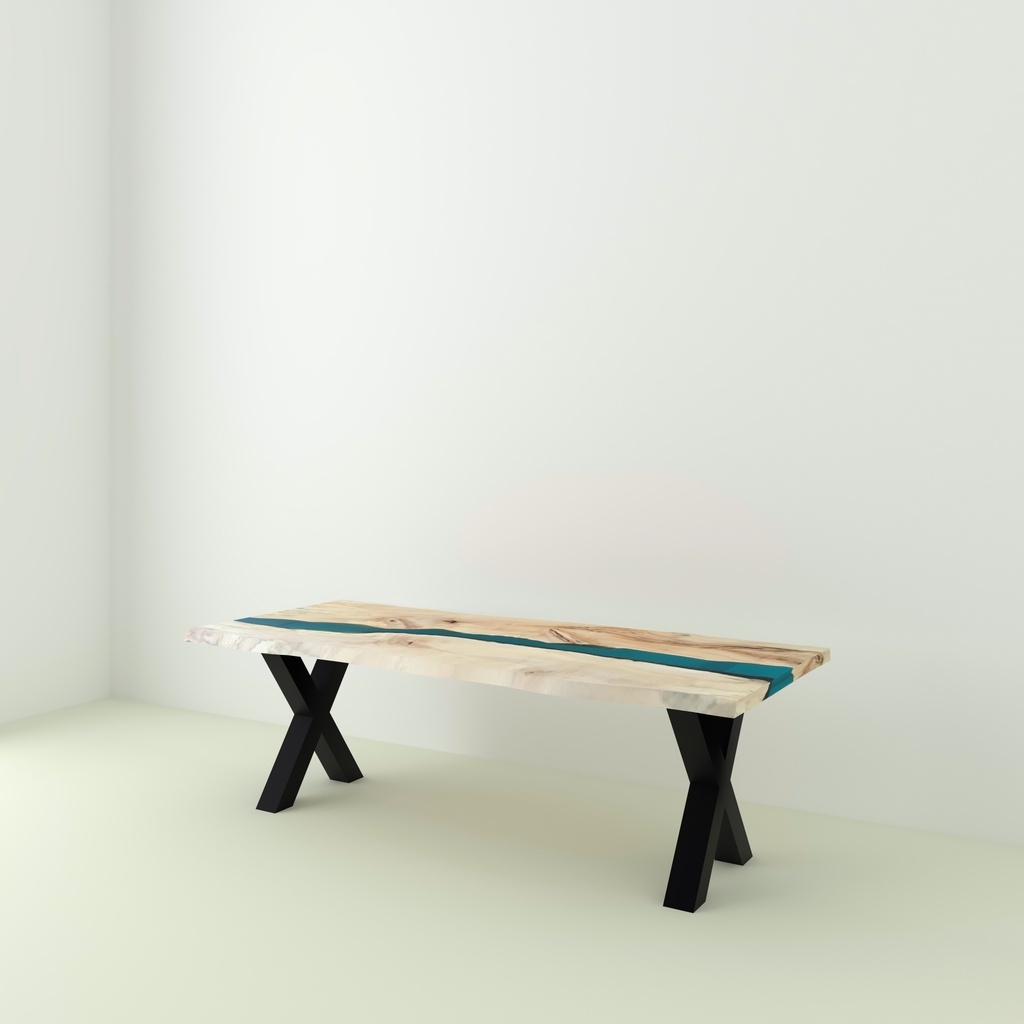 Table River Orme Et Résine Epoxy pieds X