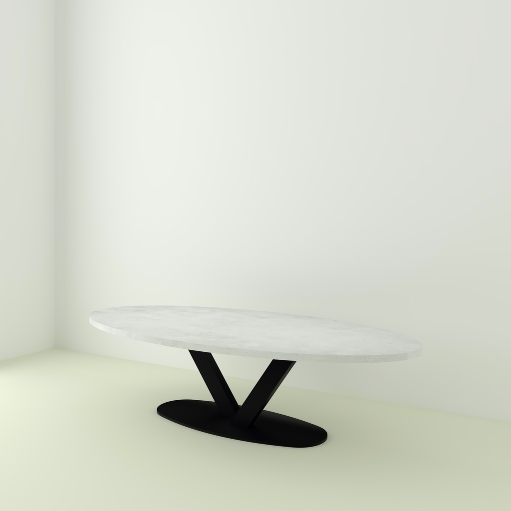 Table Lavezzi Béton Ovale pieds V Ovale