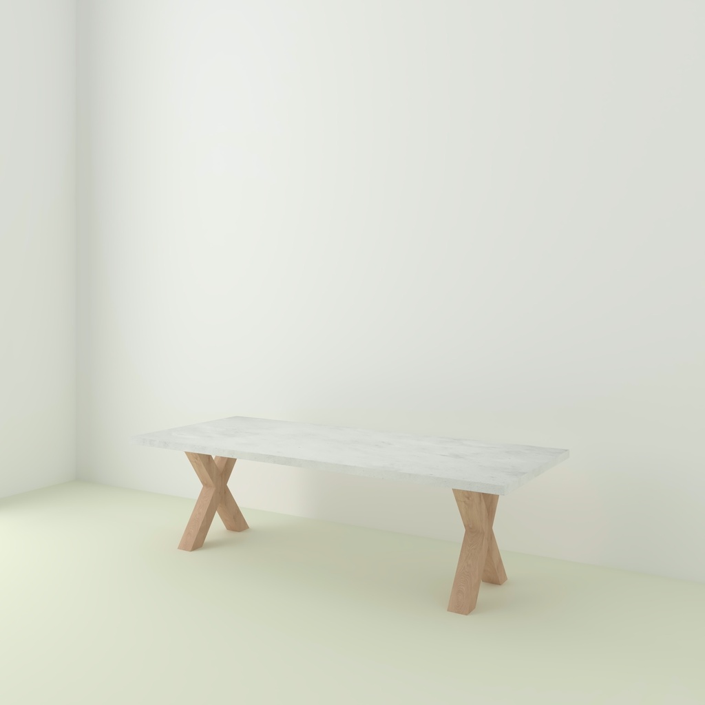 Table Lavezzi Béton pieds X Bois