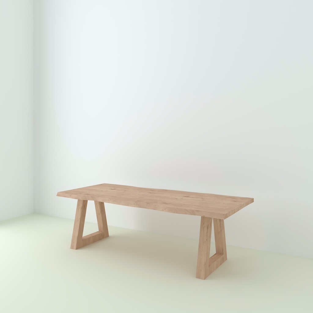 Table Paloma Chêne Live Edge pieds Trapèze Bois