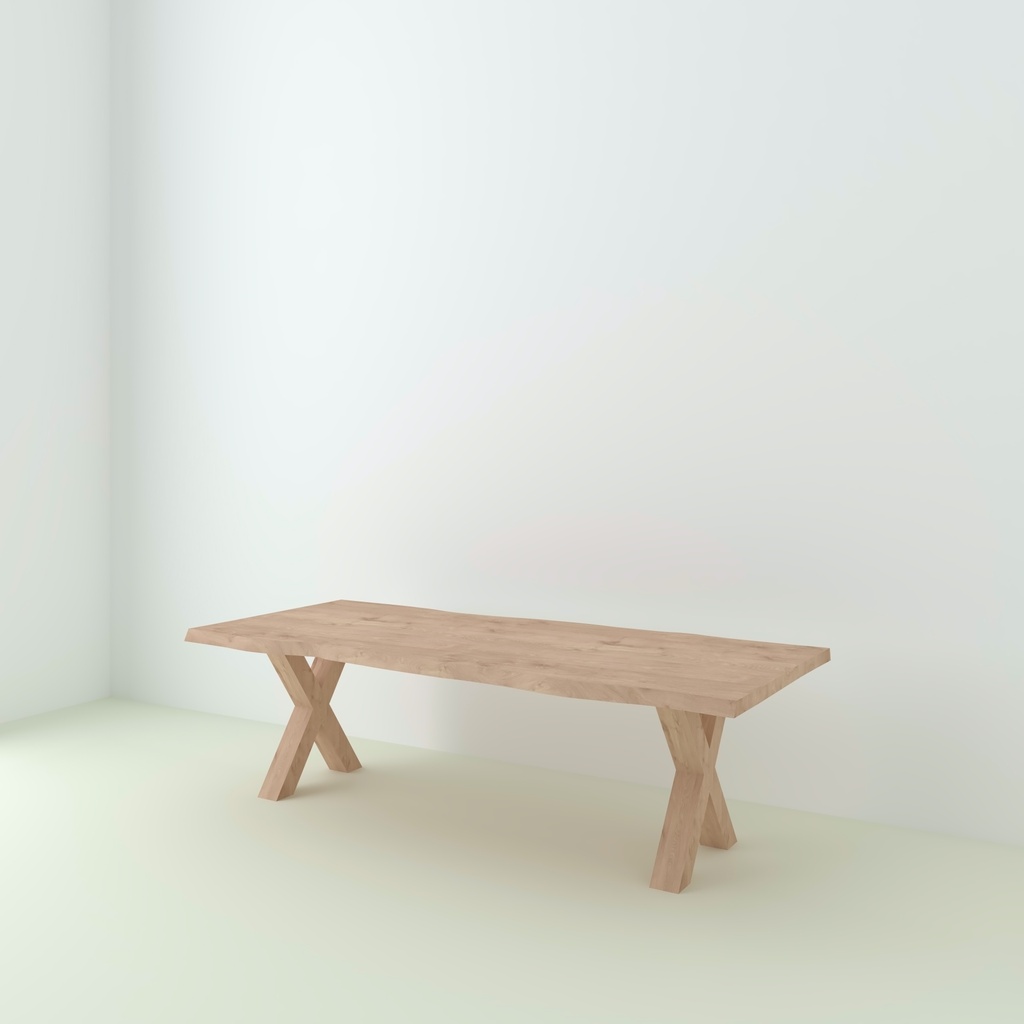 Table Paloma Chêne Live Edge pieds X Bois