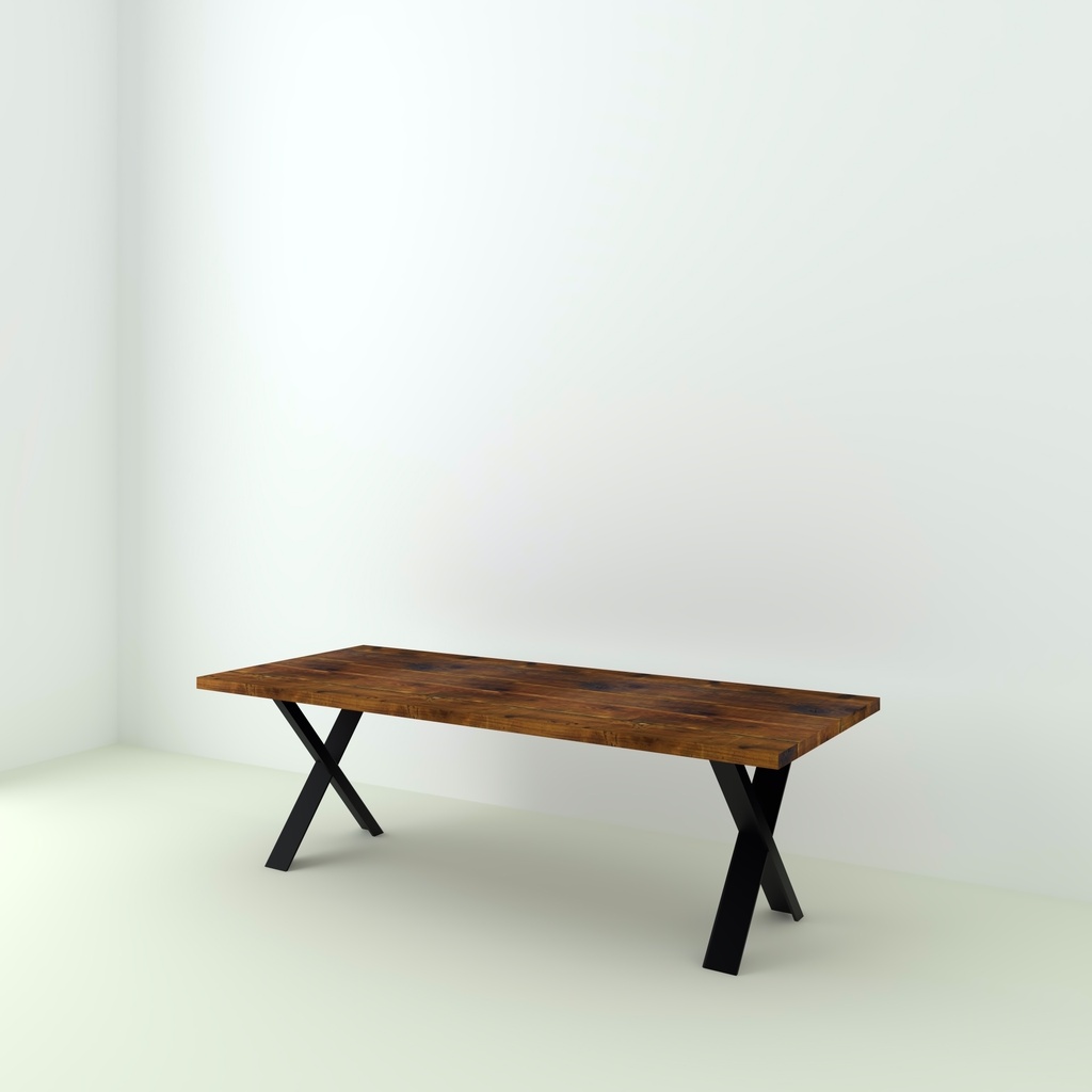 Table Sarlat Sapin Recyclé pieds X