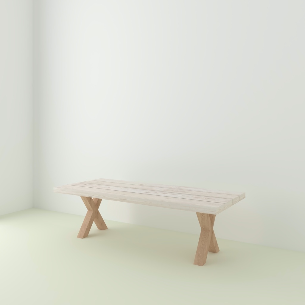 Table Toronto Douglas Blanchi pieds X Bois