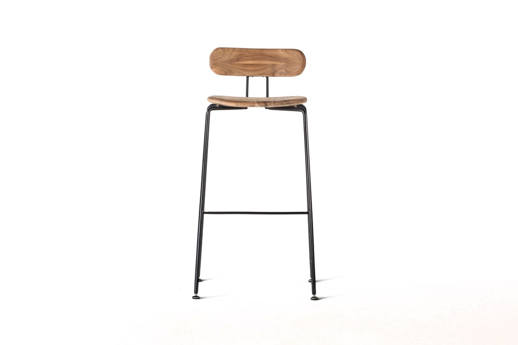 Tabouret De Bar Copal Métal Teck - H75