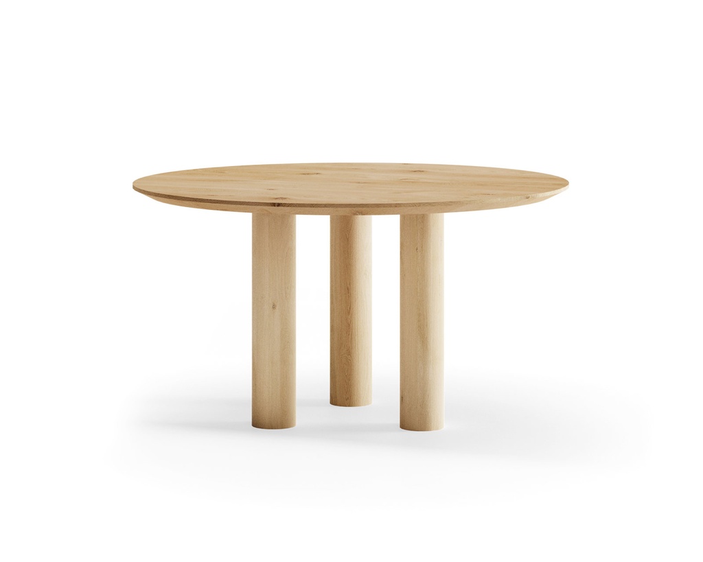 Table Arty ronde en chêne pieds tube bois
