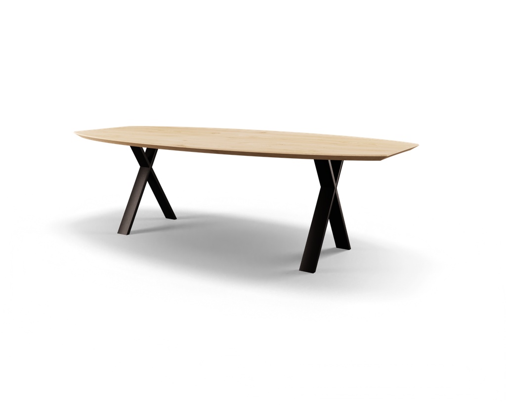 Table Forme Demi Ovale En Chêne Massif pieds X Plat | FOR ME LAB