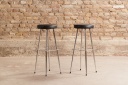 Tabouret Vintage Pieds Acier Chromé