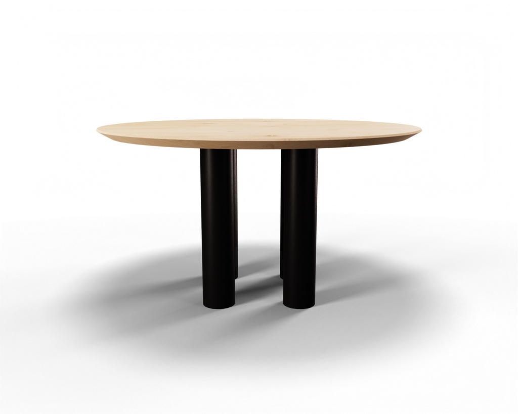 Table Forme ronde en chêne massif pieds Pierre