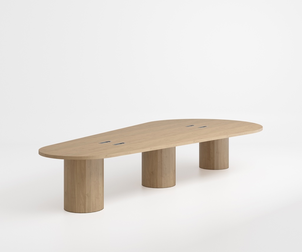 Table Saturne Avocado en chêne pieds facettes