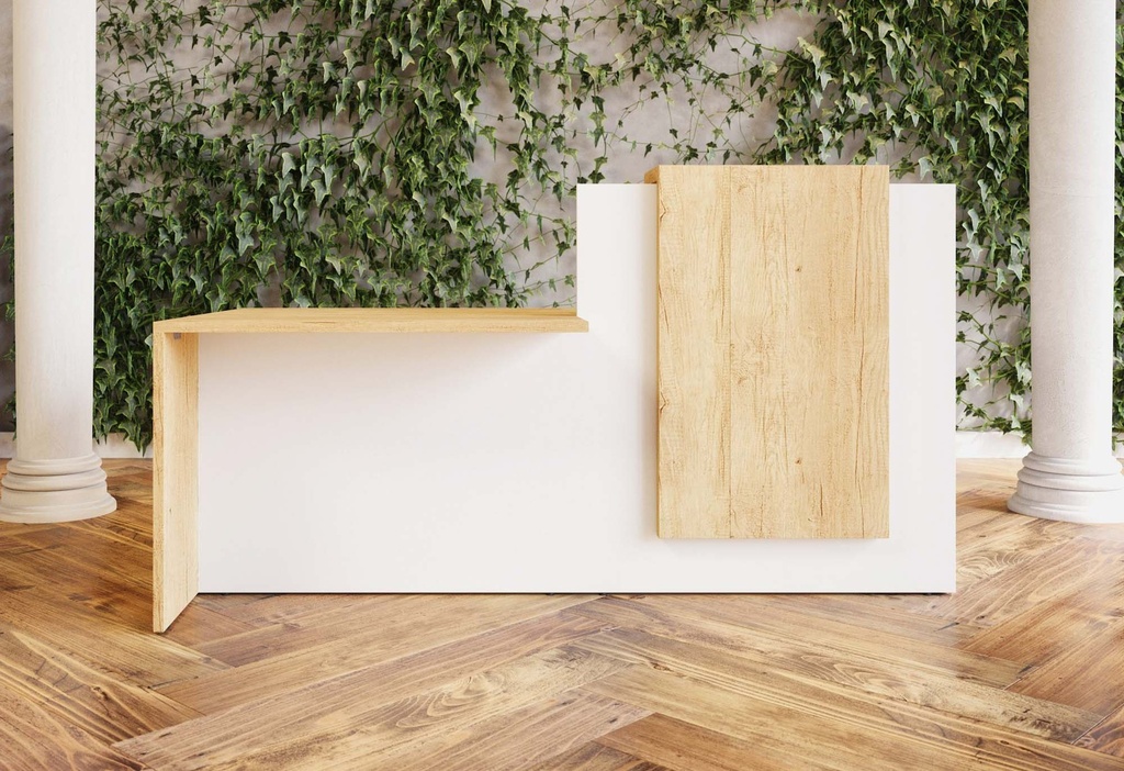 Banque D'Accueil Schildmeyer En Bois - Blanc Mat 65,8 X 44 X 110,5 Cm - Avec Étagère Et Placard - Fabrication Allemande