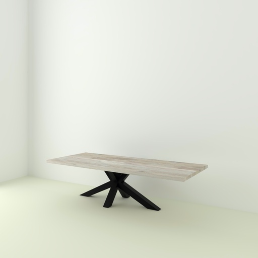 Table Khaleesi en bois de grange blanchi pieds XX