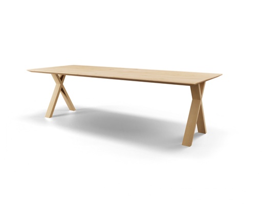 Table Forme rectangle en chêne massif pieds X plat bois