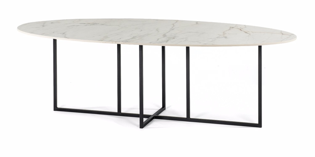 Table ovale 76 x 45 cm pied amovible hauteur 68 cm