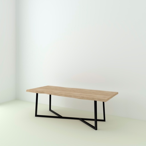 Table Paloma en chêne live edge pieds asymétriques