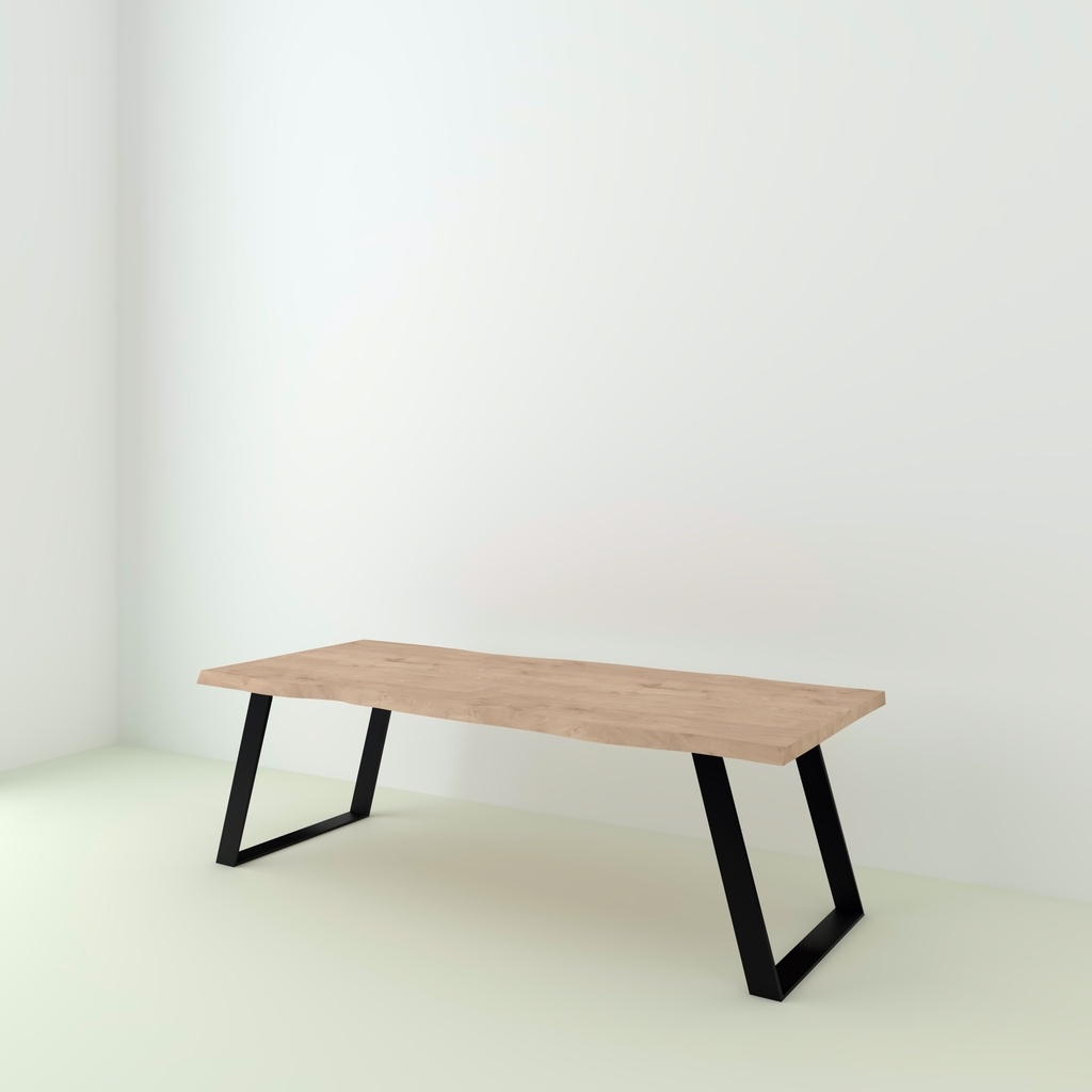 Table extensible en chêne huilé avec pied central noir et bords