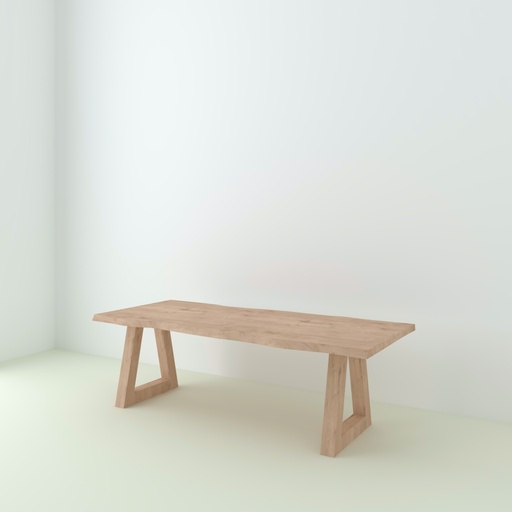 Table Paloma en chêne live edge pieds trapèze bois